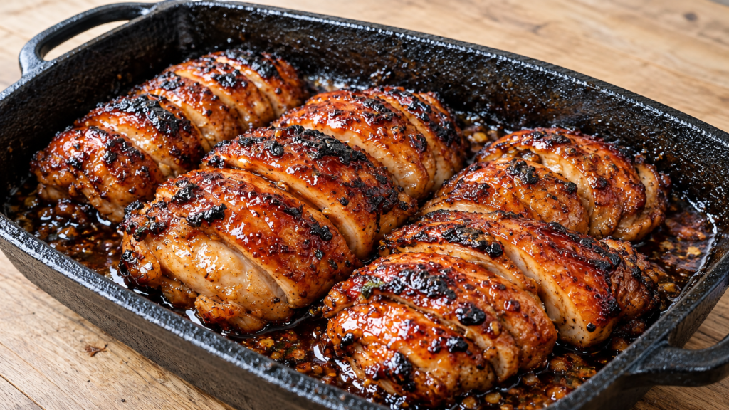 Sticky Honey Garlic Butter Hasselback Chicken
