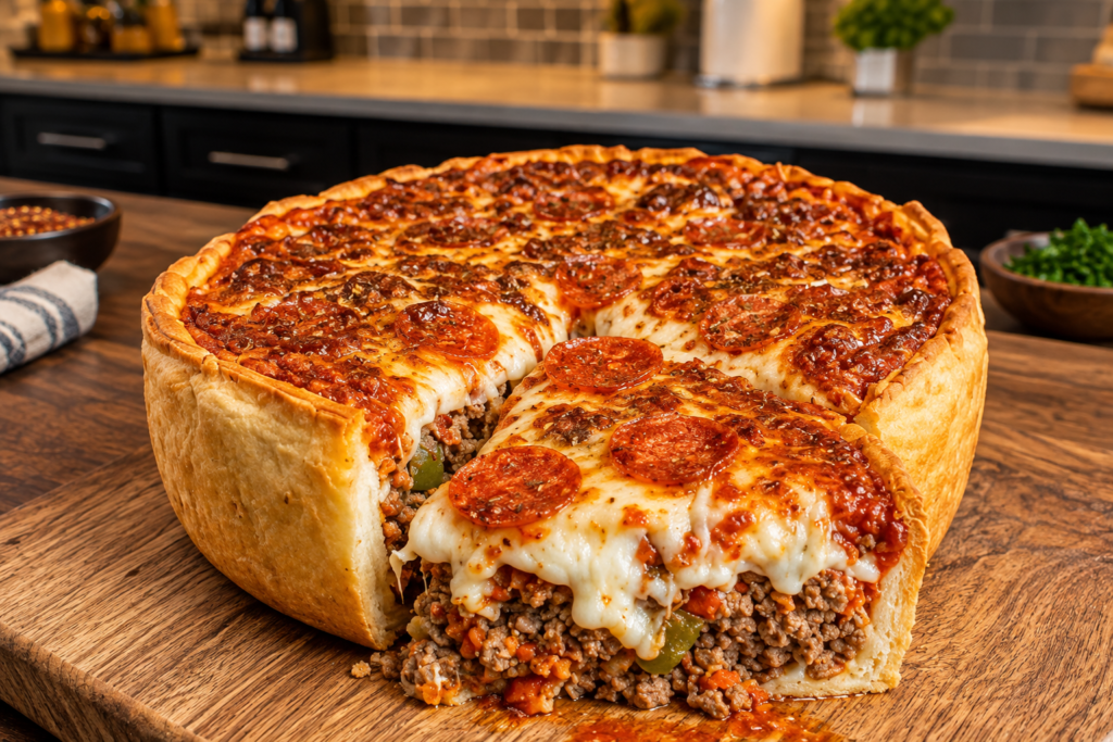 The Deep Dish Pizza Pie Disaster Stuffed Pizza