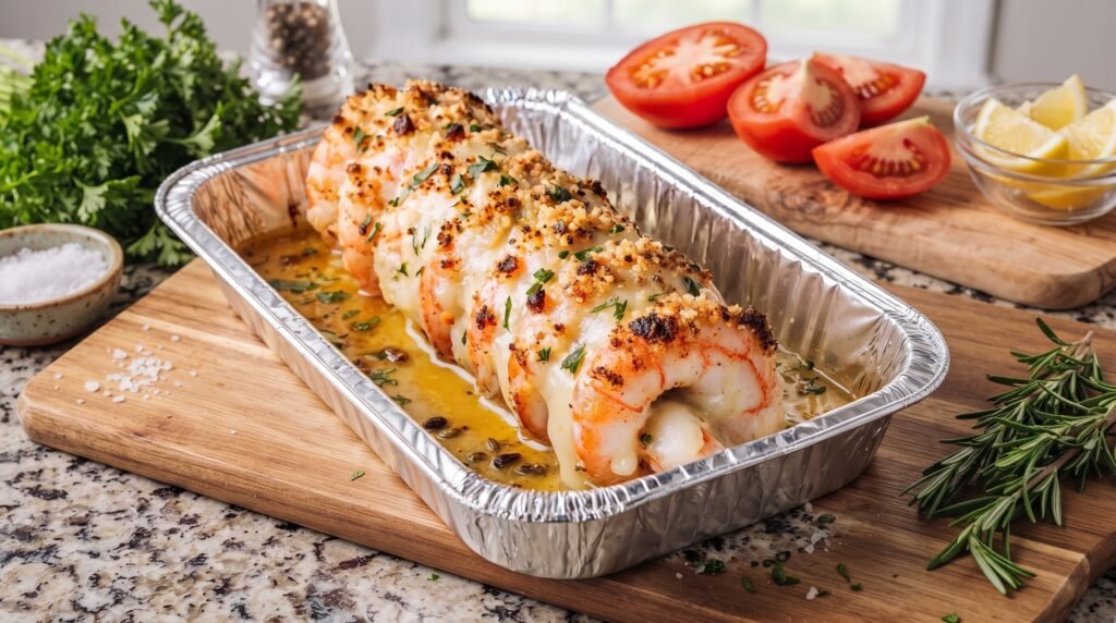 Baked Stuffed Garlic Butter Shrimp Scampi Boats
